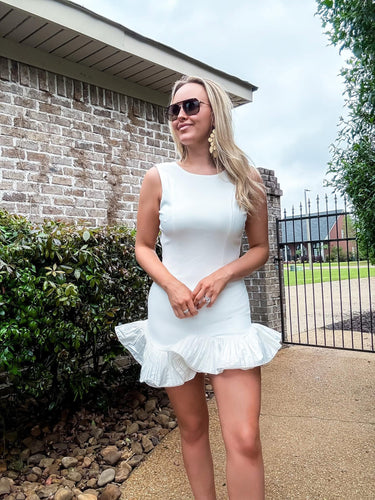 Flutter Ruffle Dress White