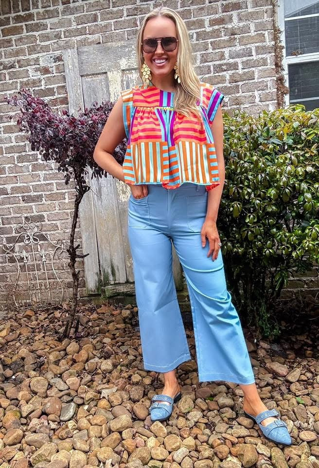 Baby Blue Front Pocket Pants