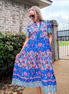 Marion Tiered Midi Cobalt Blue