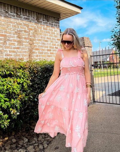 Icy Blush Embroidered Midi