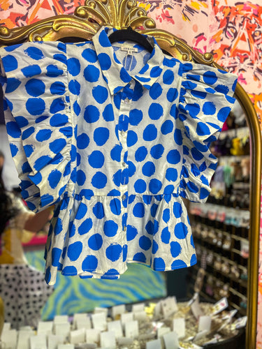 Royal Blue Flutter Sleeve Top