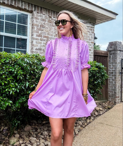 Lilac Pink Ruffle Dress