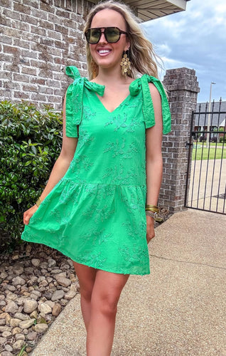 Green Magnolia Tie Dress