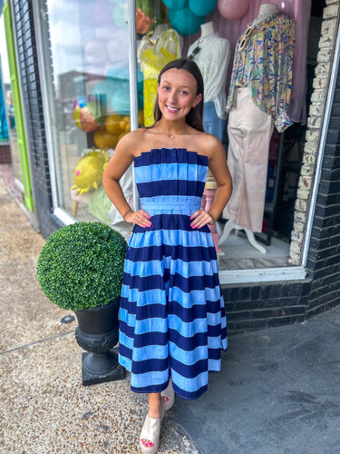Stripes Of Summer Dress Blue
