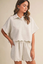 Load image into Gallery viewer, Light Heather Grey Scalloped Short Set