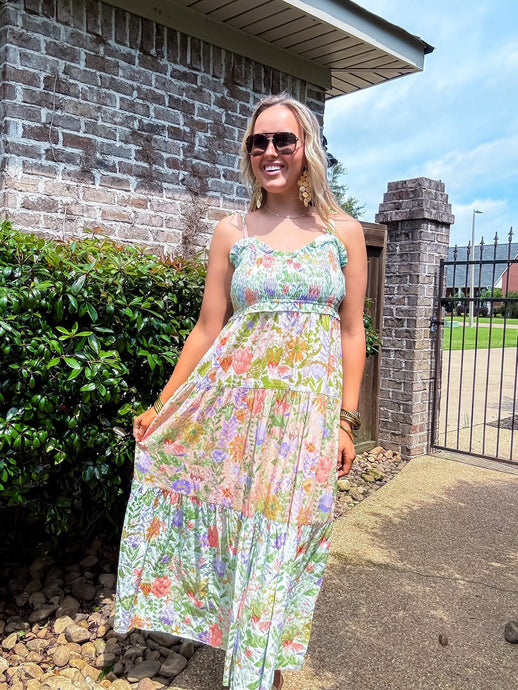 Multi Flower Print Midi