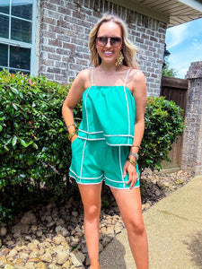 Kelly Green Detail Romper