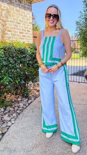 Green/Blue Top & Pants Set