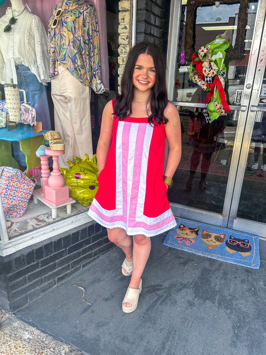 Pink/Red Striped Dress