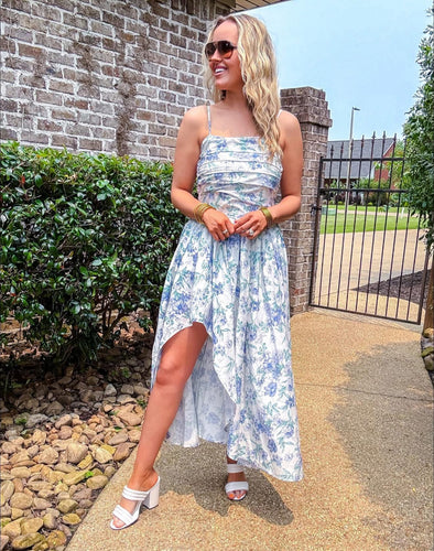 Dressed To Impress Blue Floral Midi