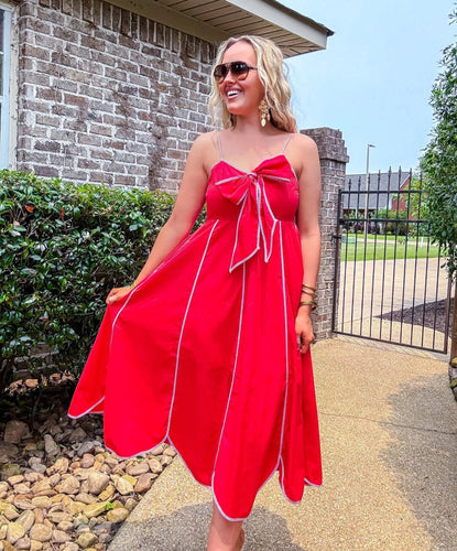 Lilly Bow Front Dress Red