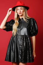 Load image into Gallery viewer, Ace Black Sequin Leather Dress