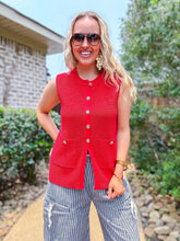 Load image into Gallery viewer, Red Button Down Sleeveless Top