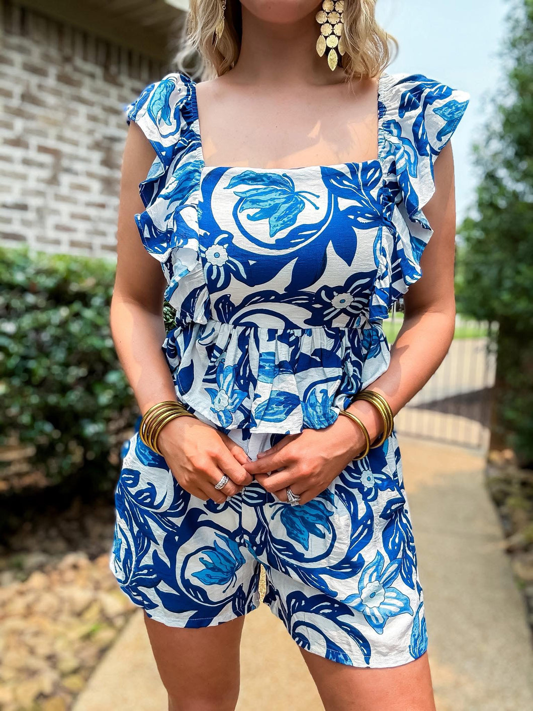 Feeling Blue Ruffle Short Set