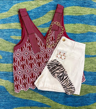 Load image into Gallery viewer, Maroon Detail Tie Shoulder Top
