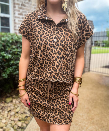 Living In Leopard Skort Set