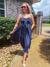 Load image into Gallery viewer, Lilly Bow Front Dress Navy