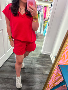 Ready In Red Shorts