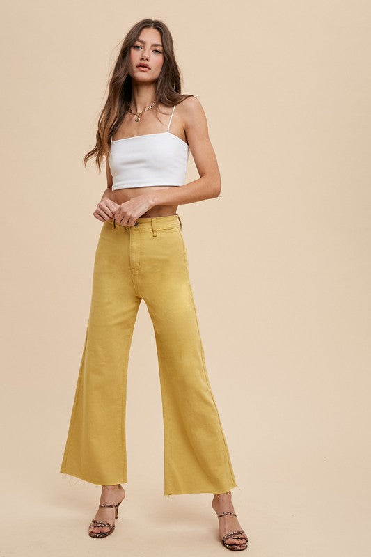 Butter Yellow Wide Leg Denim Pants