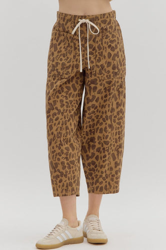 Deep Brown Leopard Barrel Pants