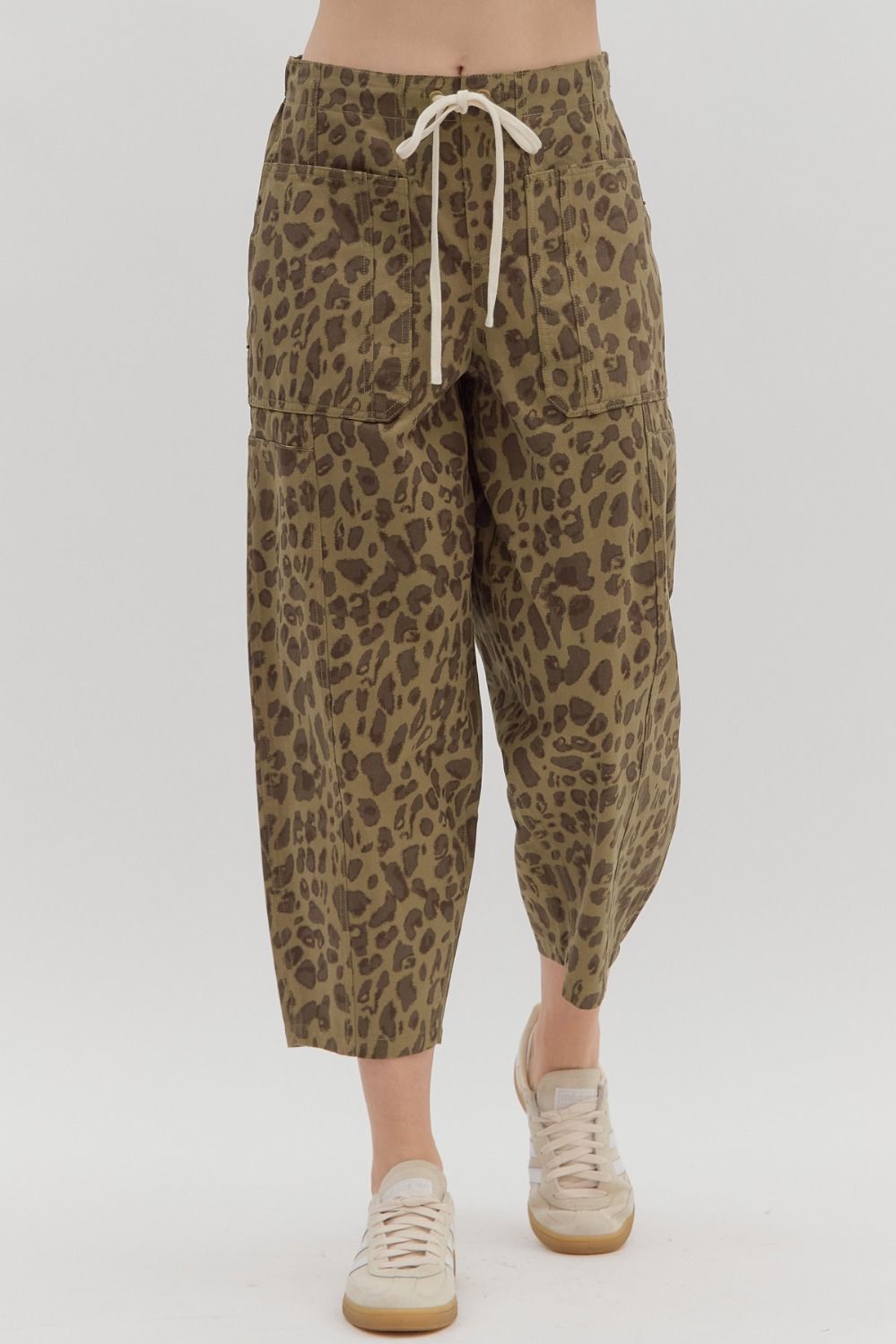 Olive Leopard Barrel Pants