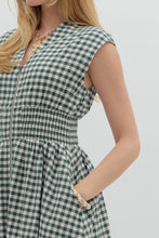 Load image into Gallery viewer, Deep Evergreen Plaid Scrunch Waist Midi