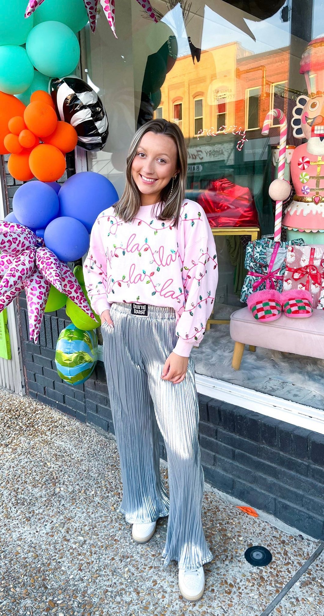 Mary Square Millie Pink Falala Lights Sweatshirt