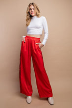 Load image into Gallery viewer, Jenna Red Sequin Detail Satin Pants