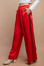 Load image into Gallery viewer, Jenna Red Sequin Detail Satin Pants