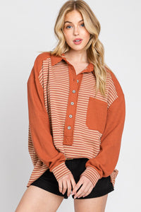 Mikey Button Pullover Rust