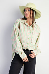 Sage Sand Button Front Top