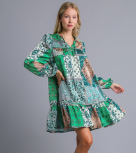 Load image into Gallery viewer, Green Satin Paisley Dress