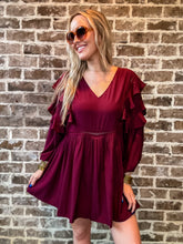 Load image into Gallery viewer, Burgundy Ruffle Romper