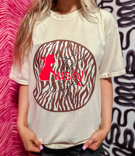 Rusty Cat Logo Tee Zebra