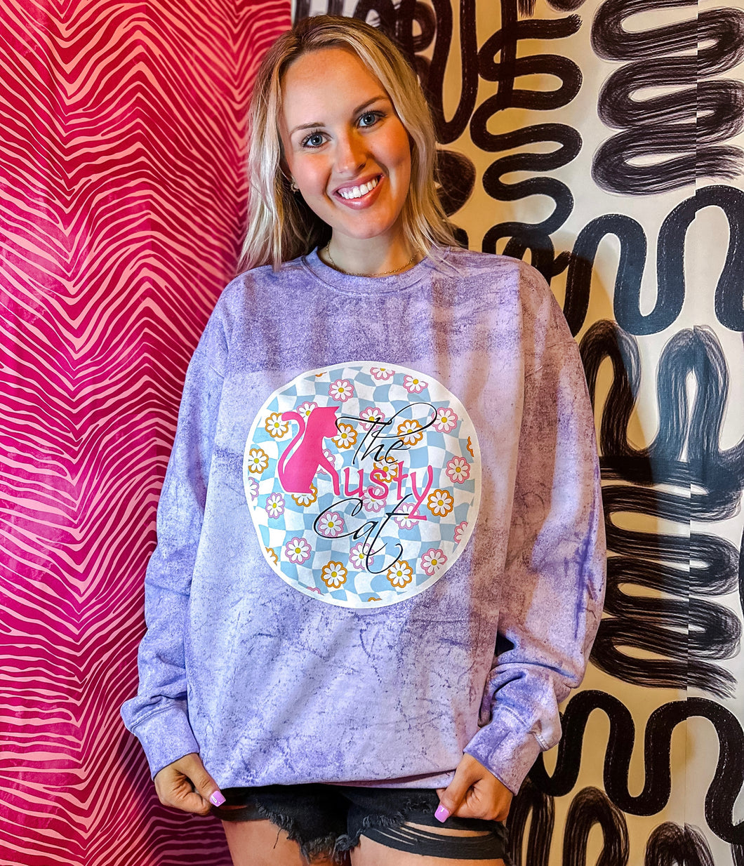 Rusty Cat Logo Sweatshirt Floral