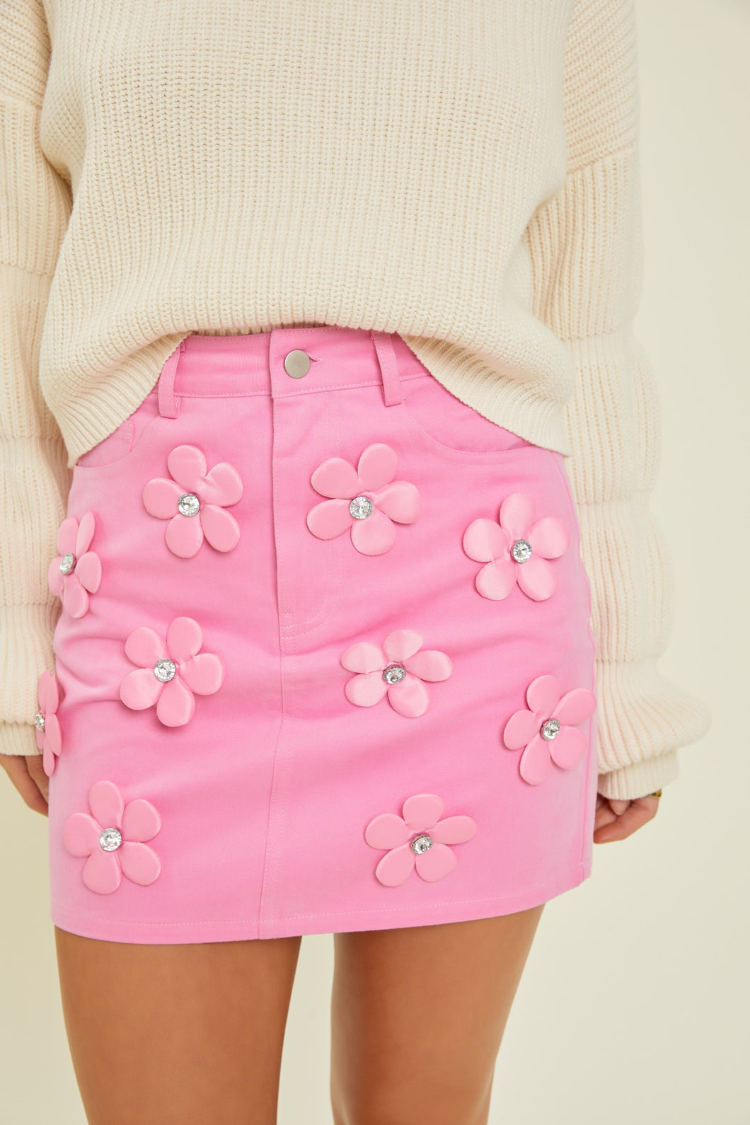 Floral Works Skirt Pink