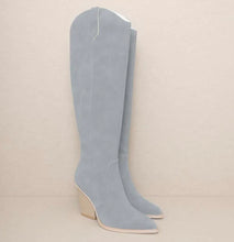 Load image into Gallery viewer, Saipan Slate Blue Knee Boots