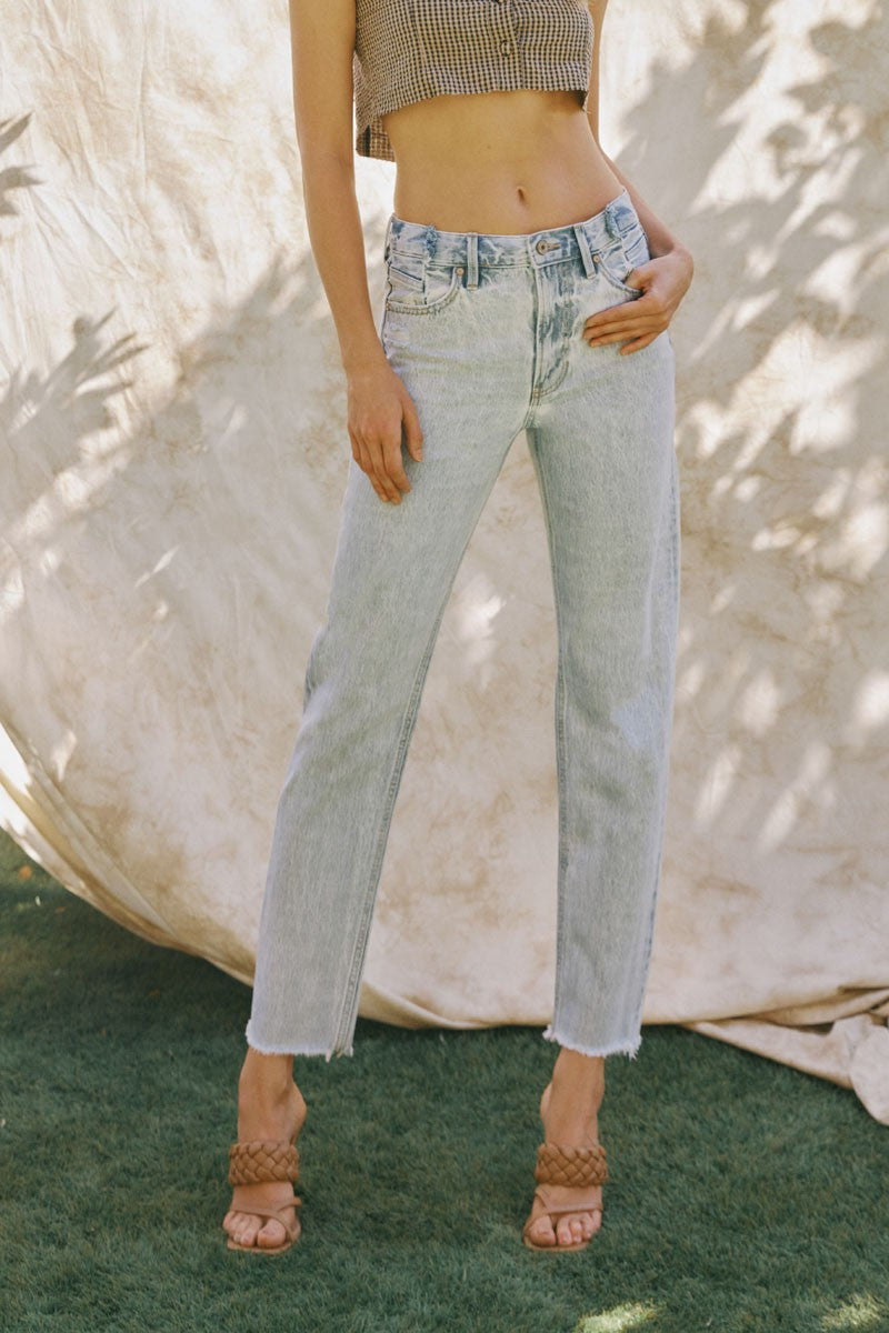 Sasha Acid Wash Hi Rise Straight Leg Jeans