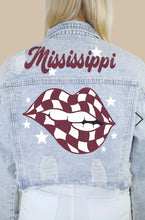 Load image into Gallery viewer, RC Mississippi Checkered Lips Denim Jacket
