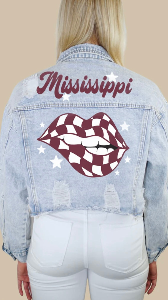 RC Mississippi Checkered Lips Denim Jacket